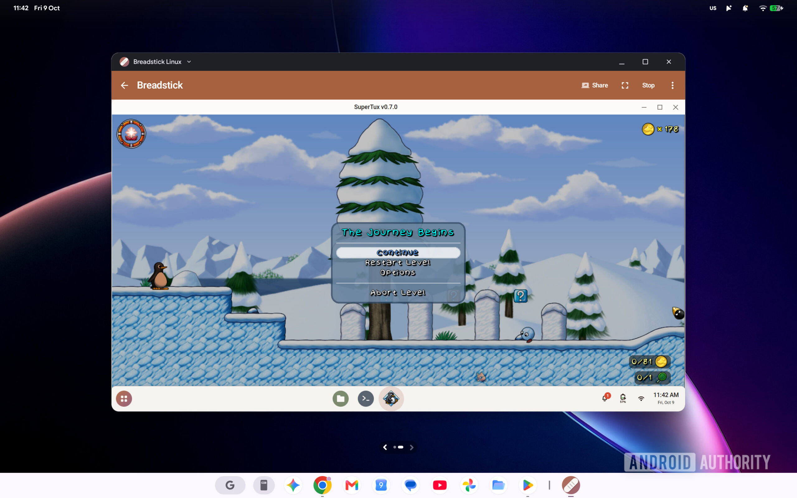 Breadstick Linux Googlebook playing game