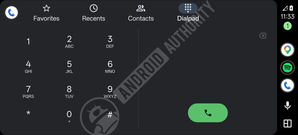Current Android Auto dial pad watermarked