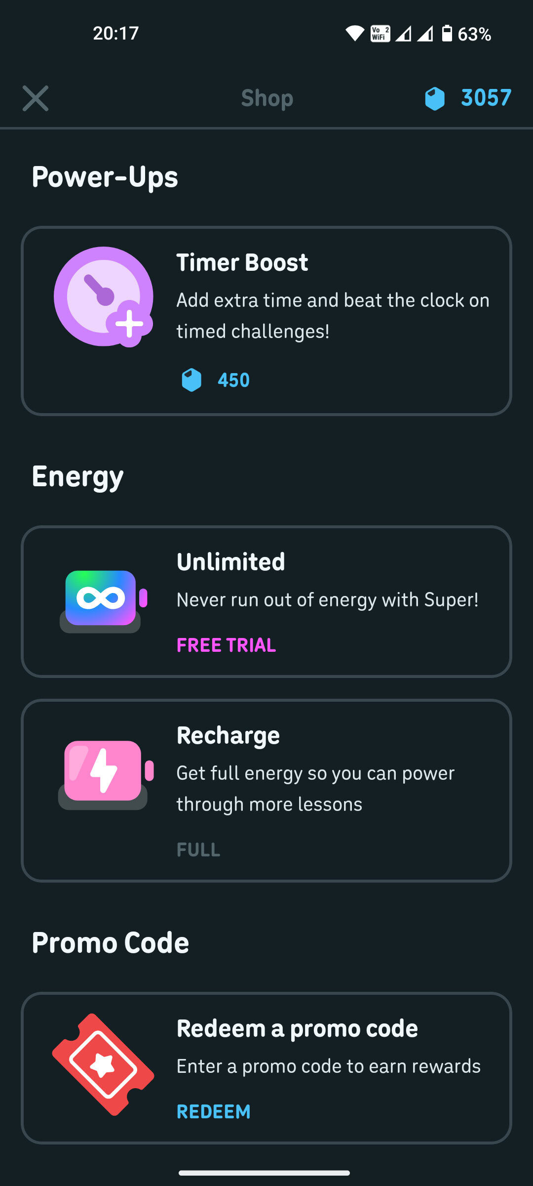 Duolingo Android app interface
