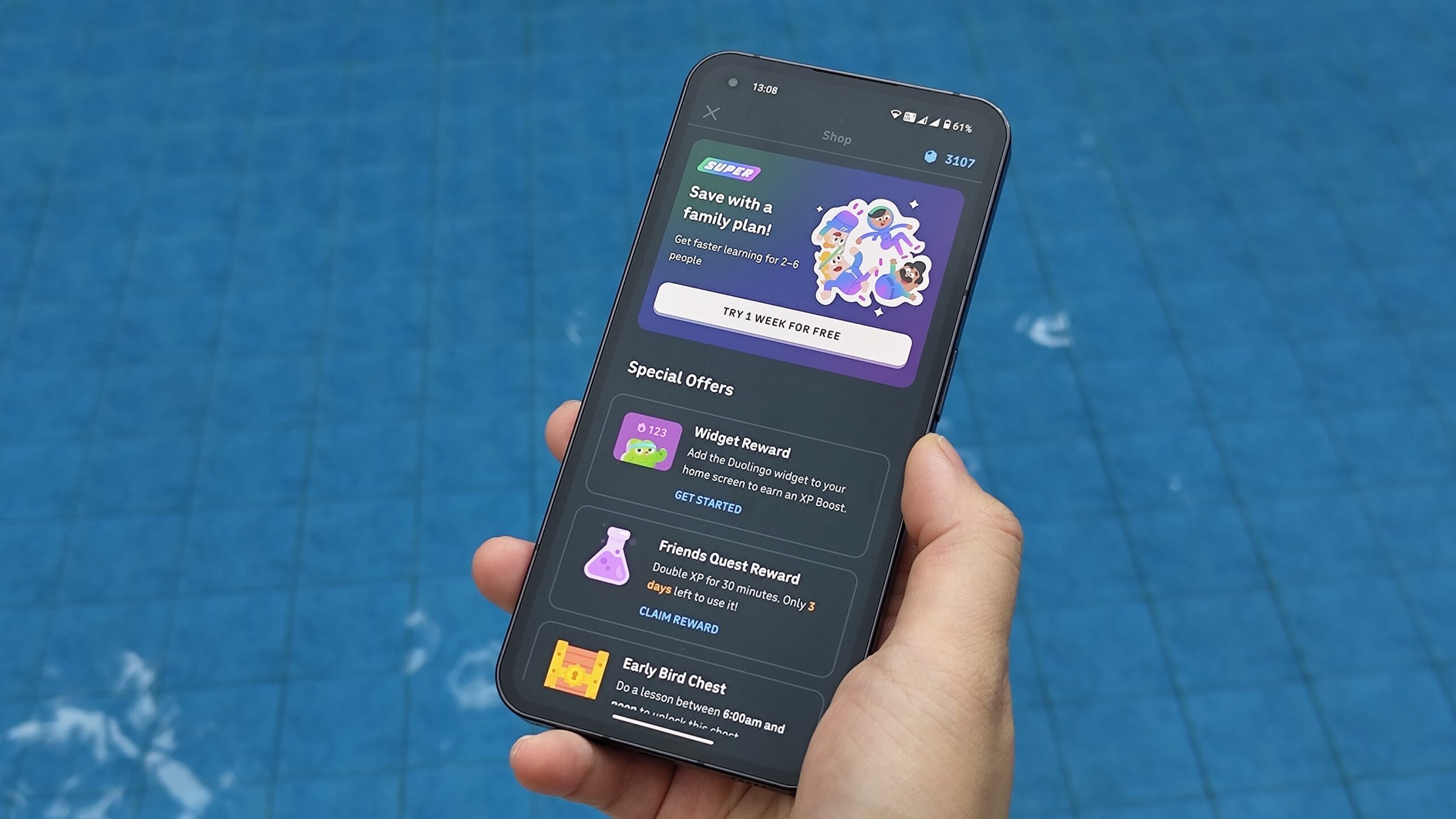 Duolingo Android app on Nothing Phone 1 at an angle