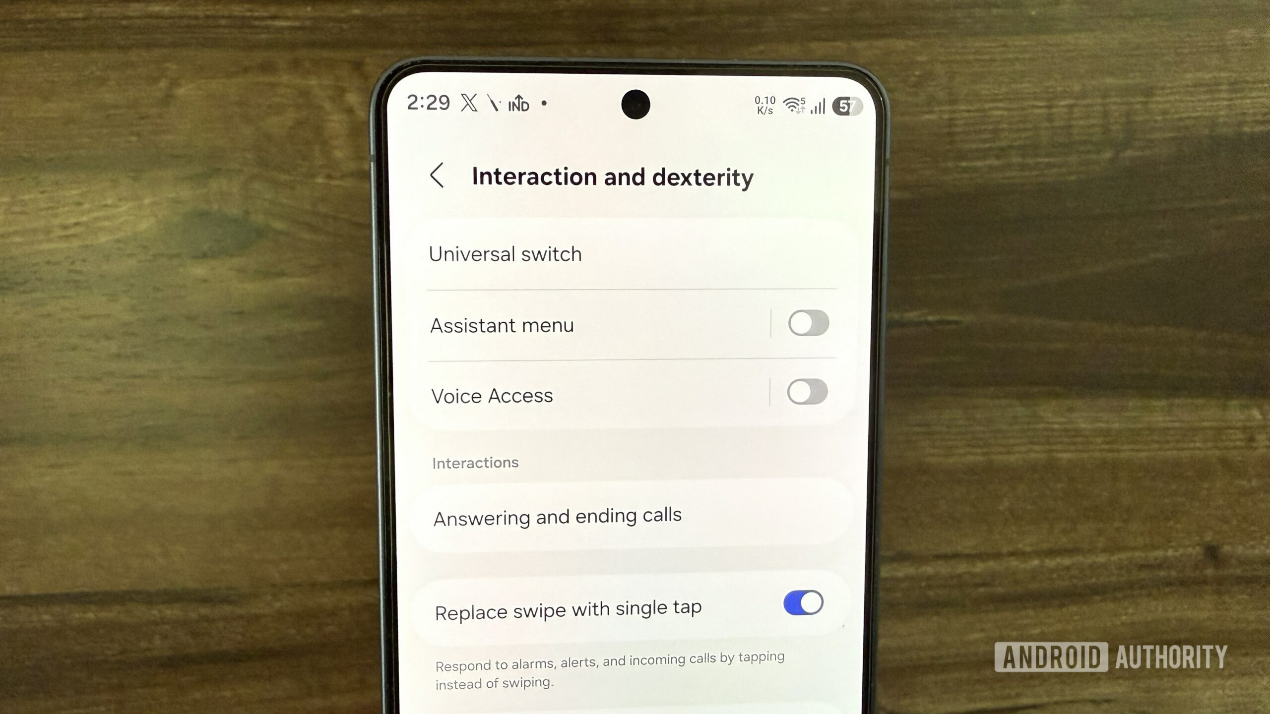 Galaxy phone showing accessibility menu
