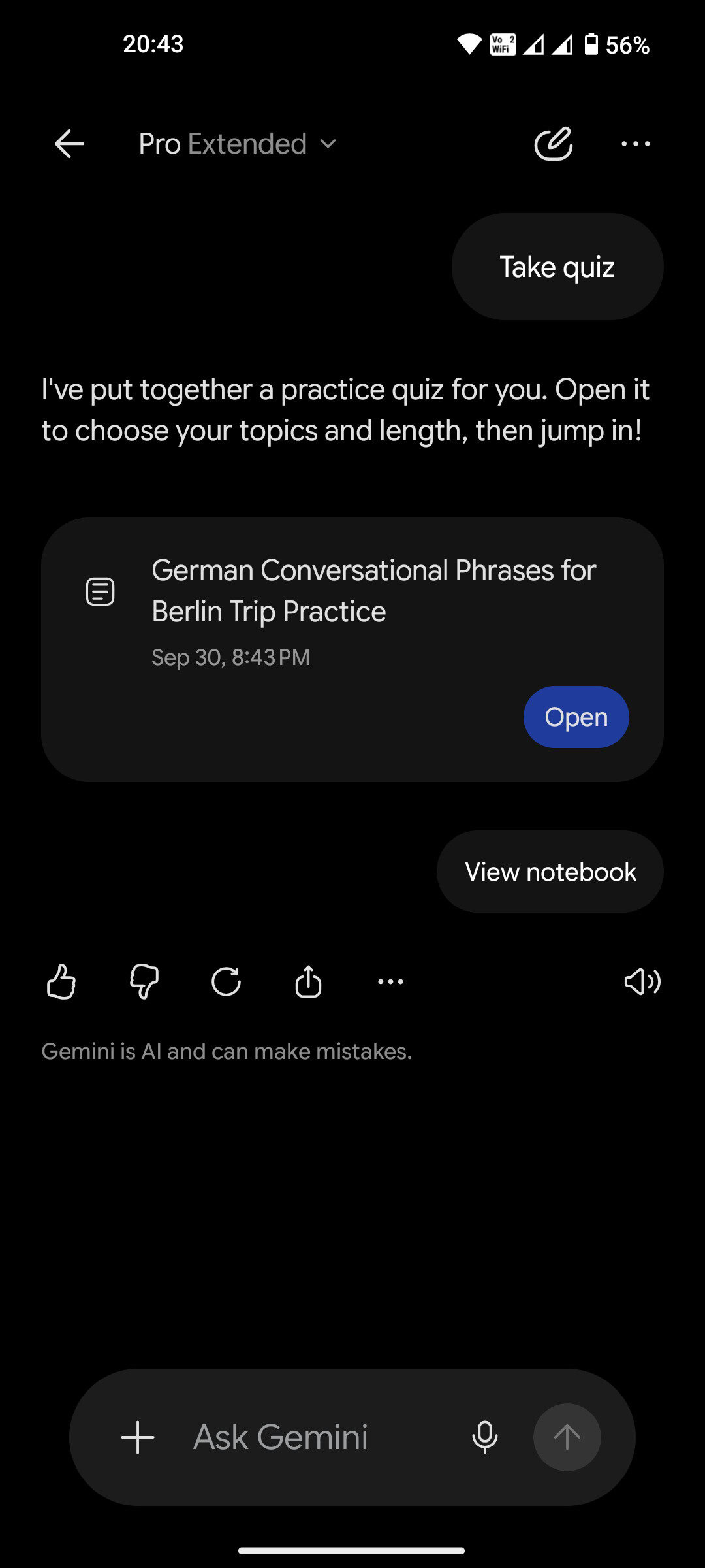 Gemini Android app interface