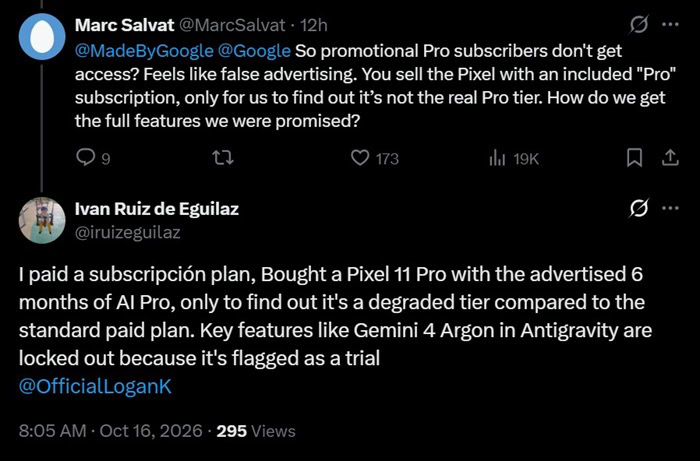 Google AI Pro trial subscription missing features Google AI Pro trial subscription missing features
