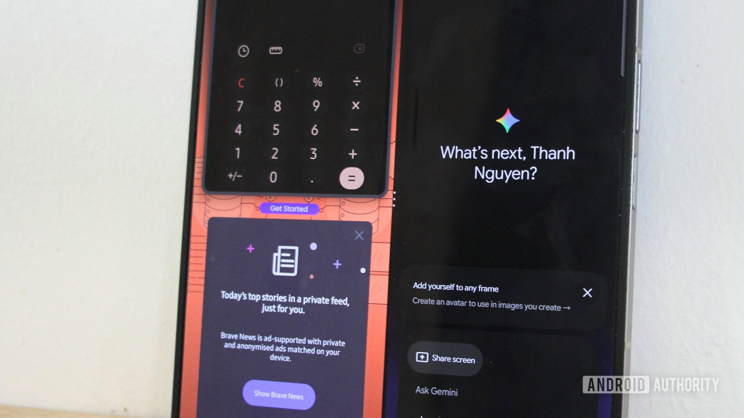 Google Gemini on a foldable screen