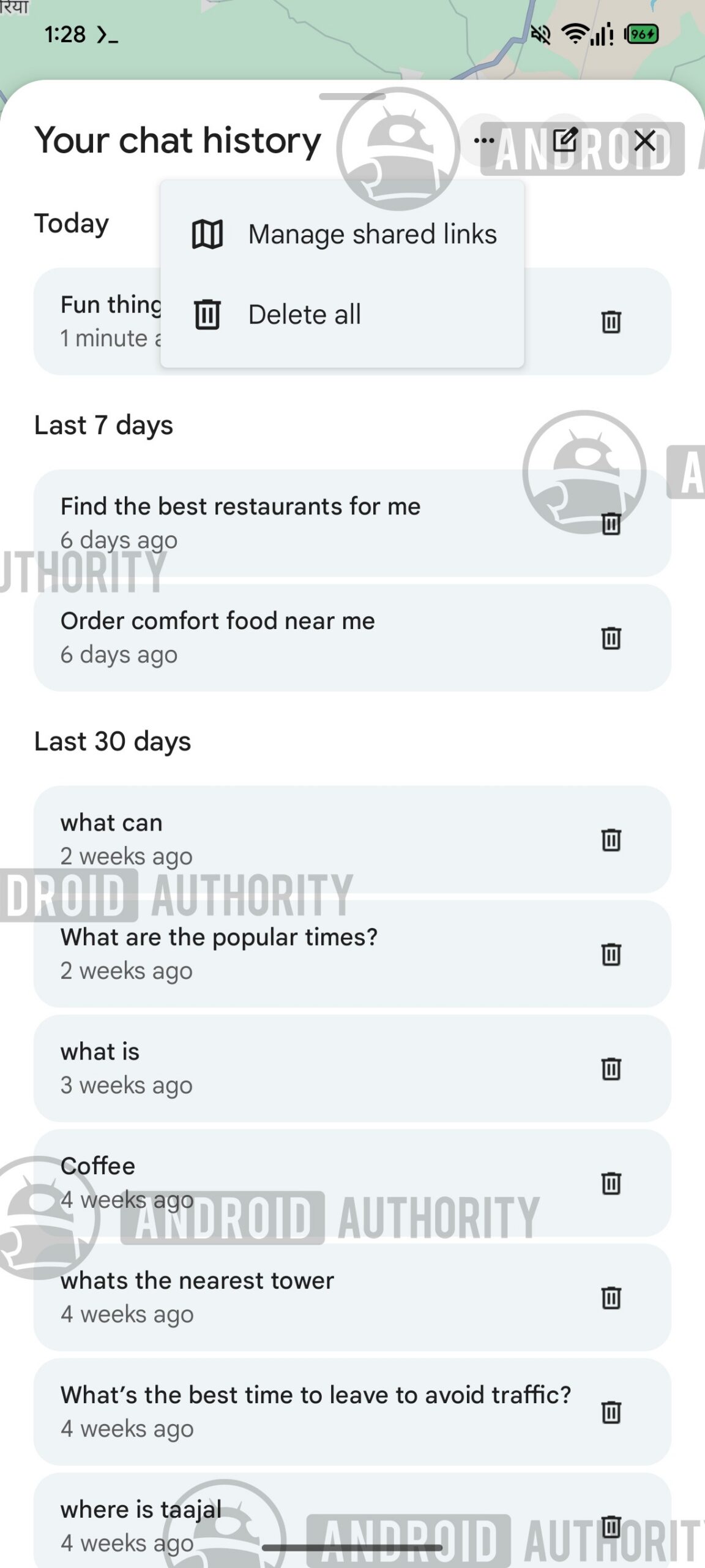 Google Maps Manage Shared links watermarked