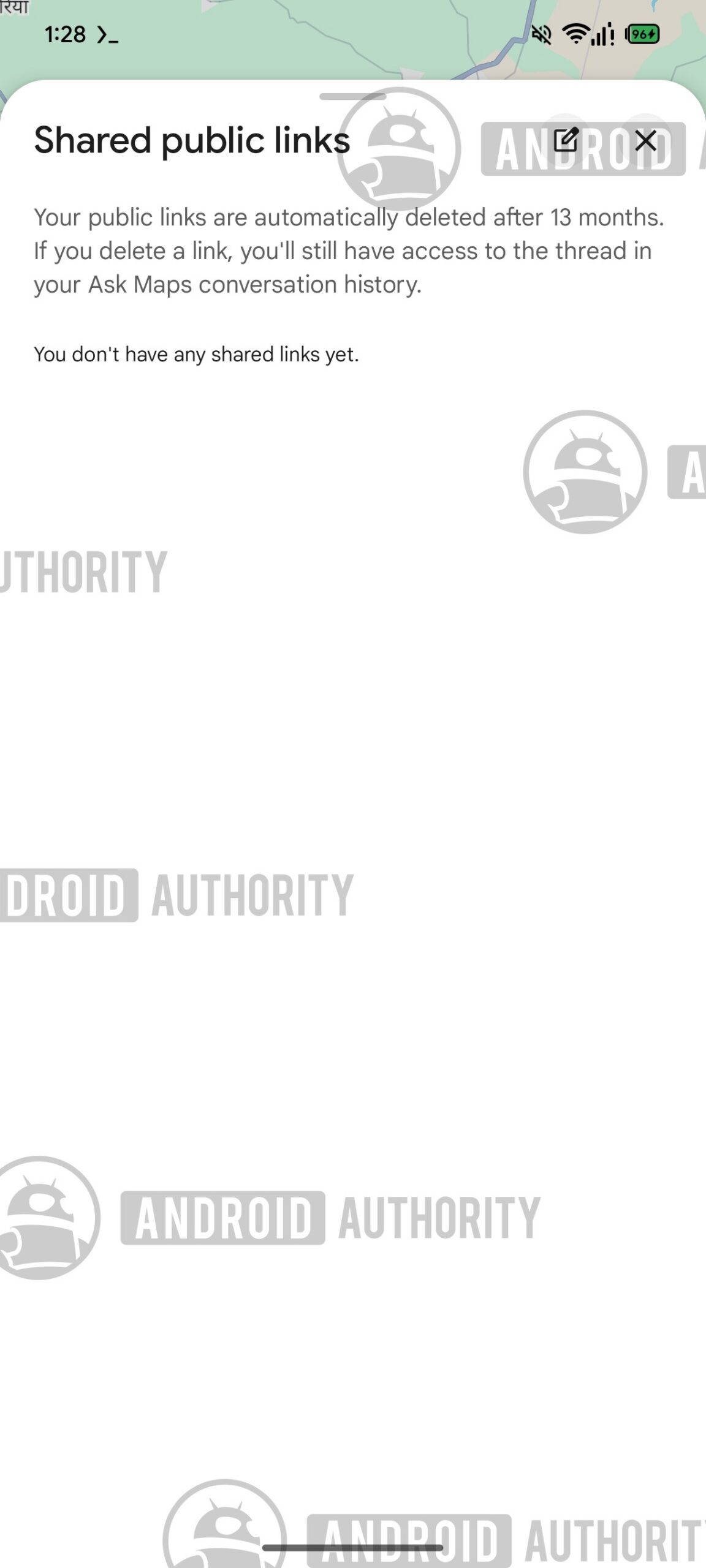 Google Maps Shared public links page watermarked