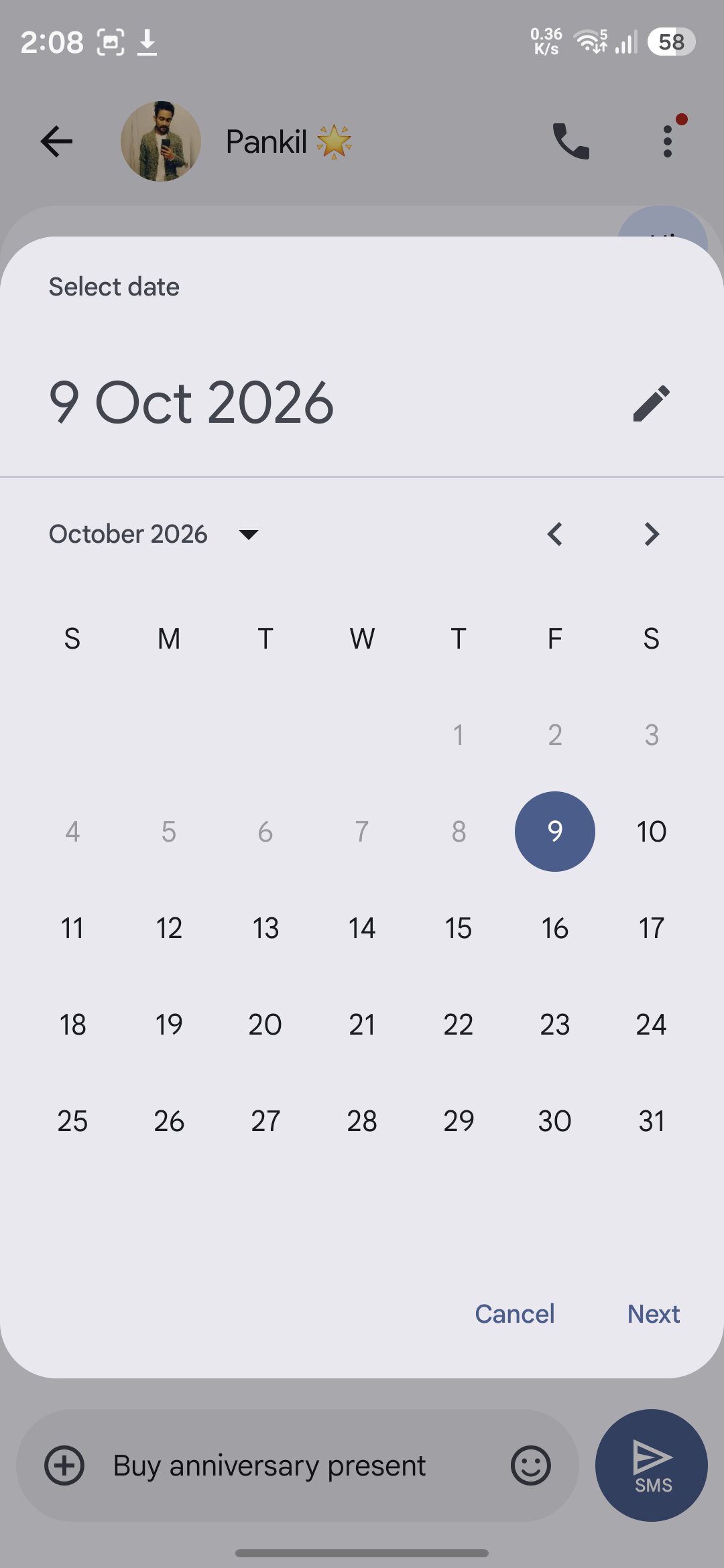 Google Messages app Schedule send calendar