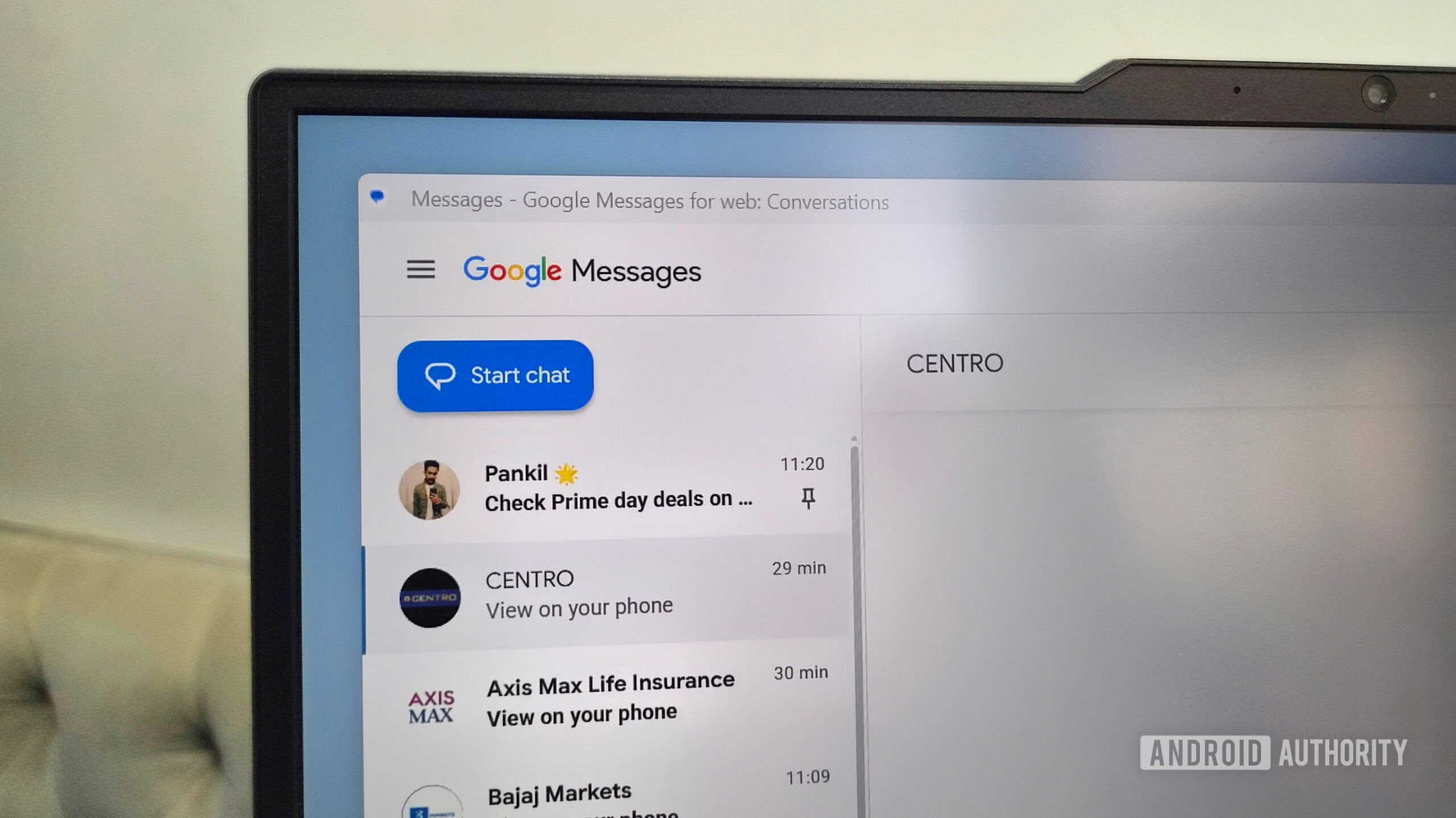 Google Messages for Web on a Windows laptop Google Messages for Web on a Windows laptop