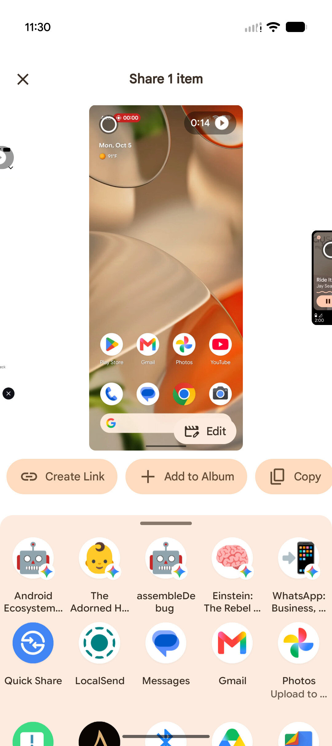 Google Photos video edit button