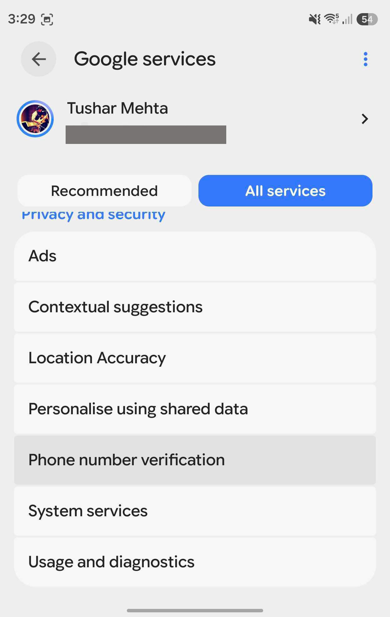 Google Play Services Disable phone number verification 1