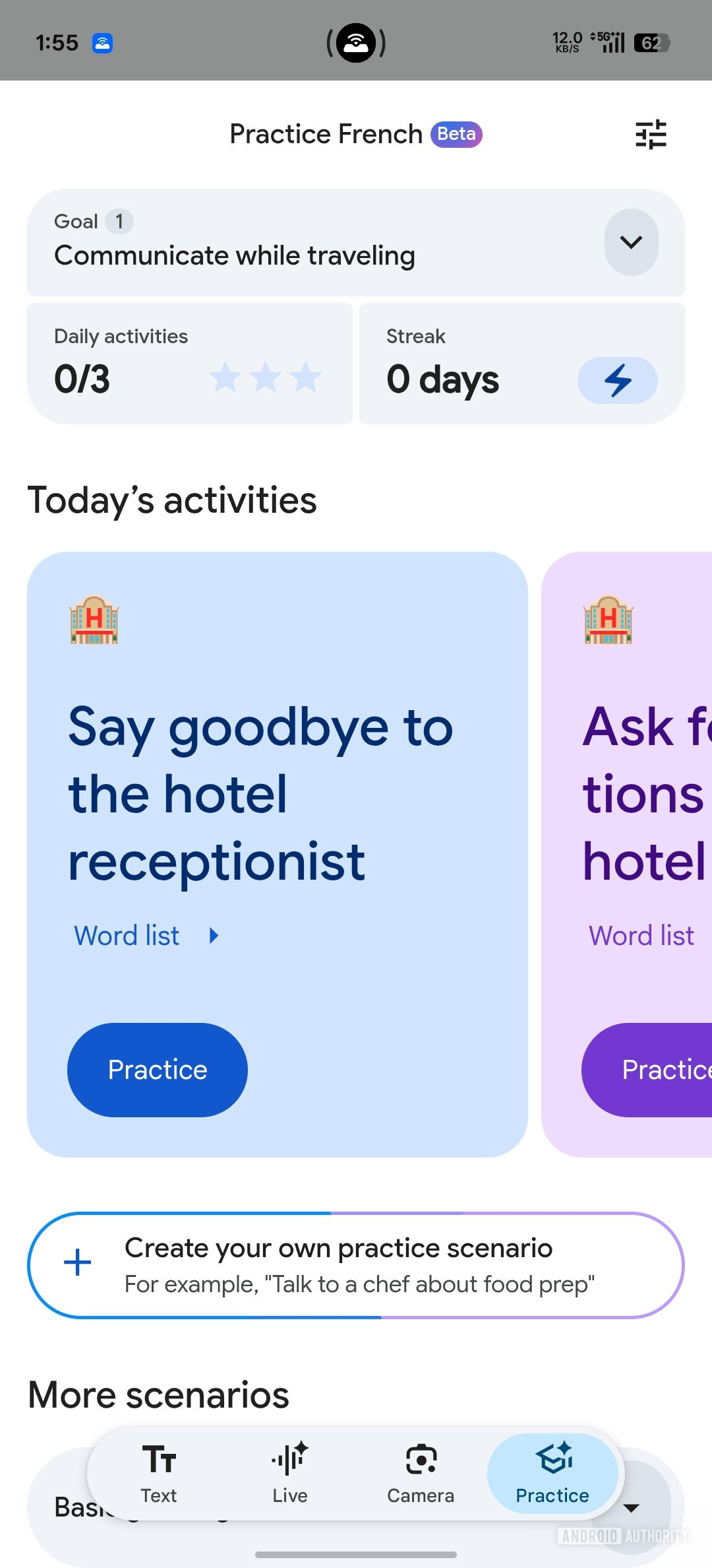 Google Translate Redesign Practice Tab