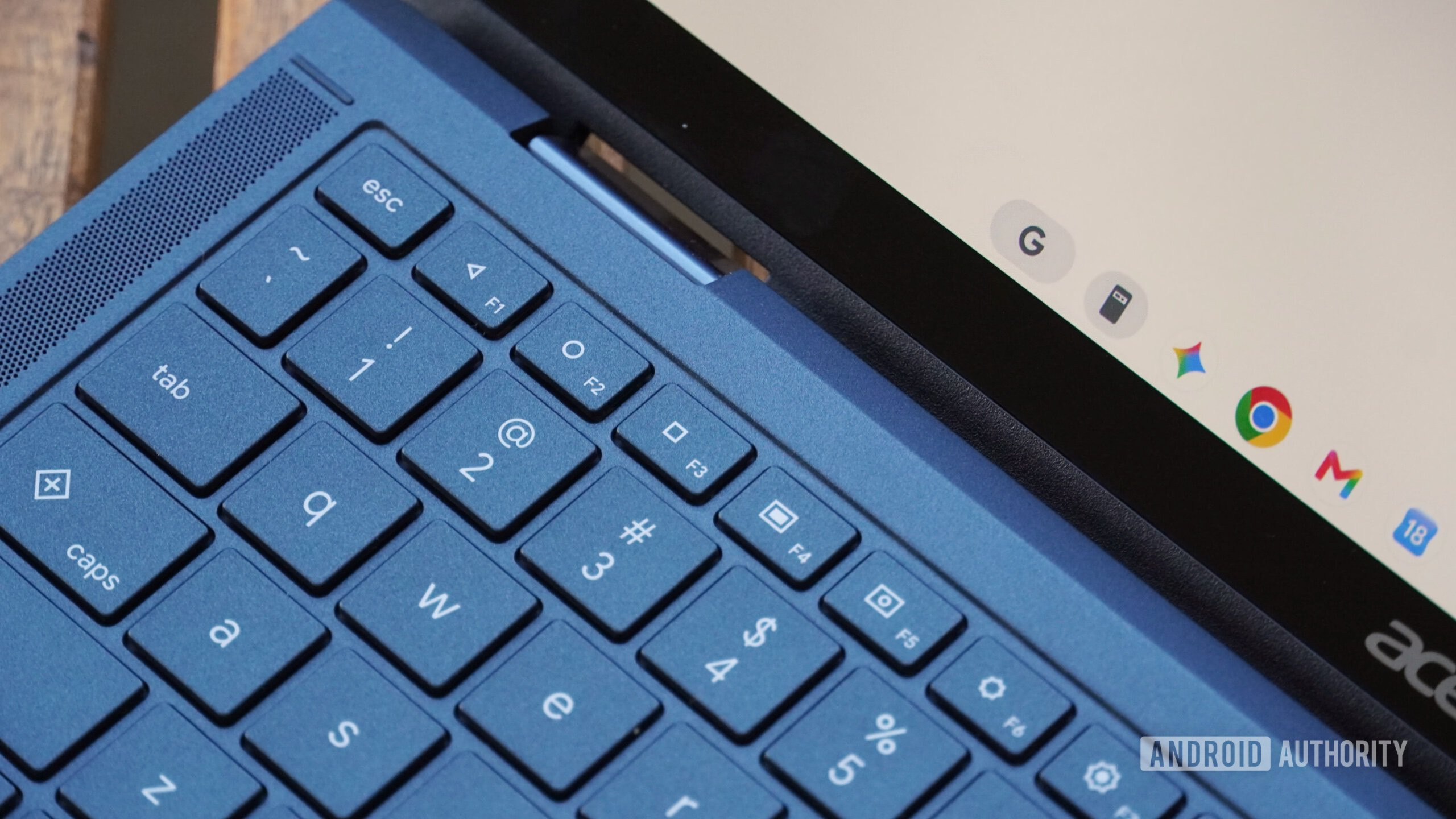 Googlebook Acer 9 Android navigation buttons on a Googlebook keyboard.