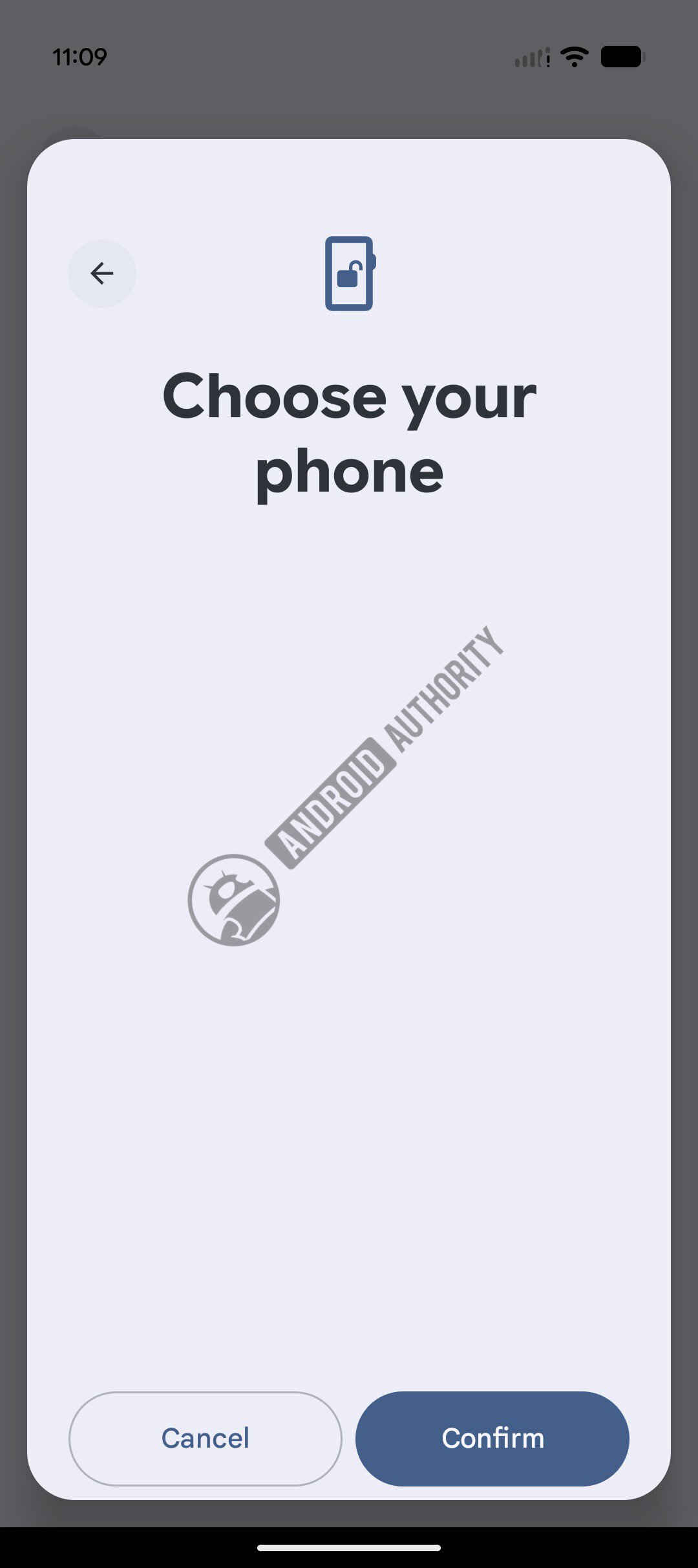 Googlebook Android phone unlock 'choose your phone' screen