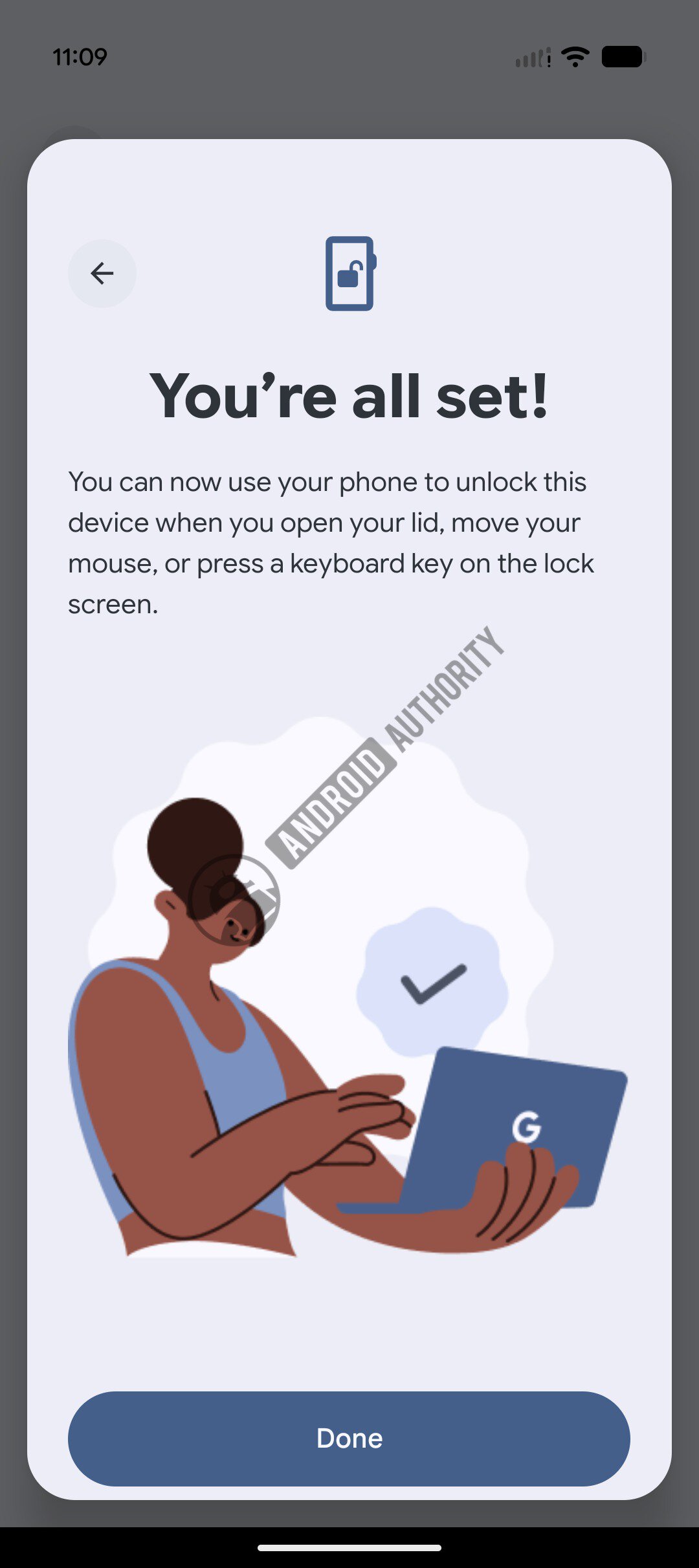 Googlebook Android phone unlock setup complete