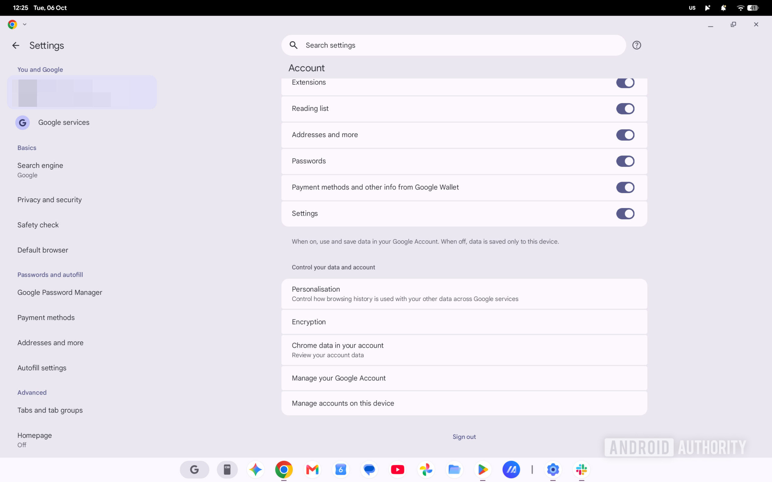Googlebook no profile switcher in Chrome settings