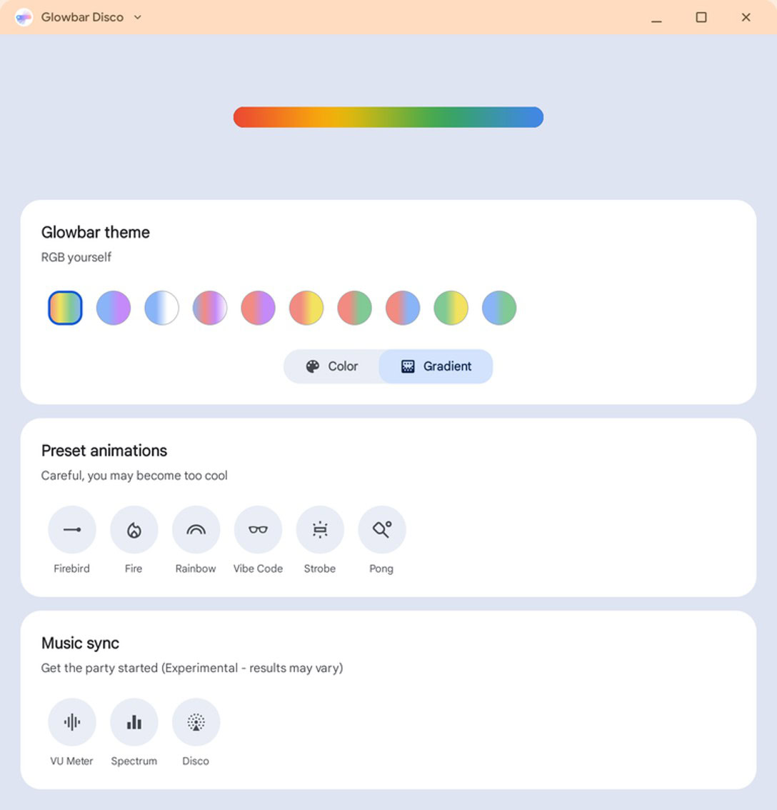 Googlebooks Glowbar Disco App Settings Googlebooks Glowbar Disco App Settings
