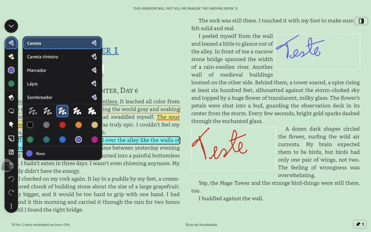 Handwritten notes in kindle android app