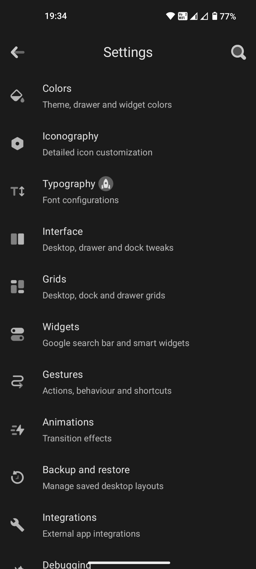 Hyperion Launcher interface on Android phone (3)