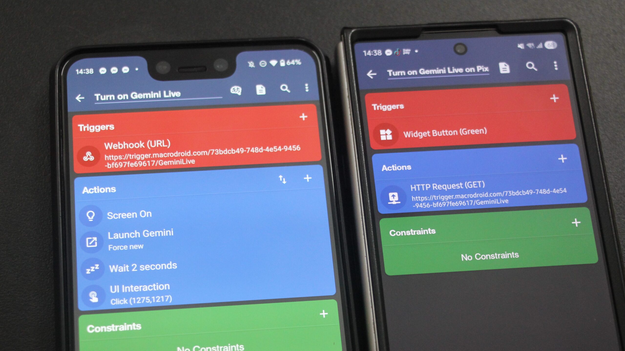 MacroDroid setup for remote Gemini activation