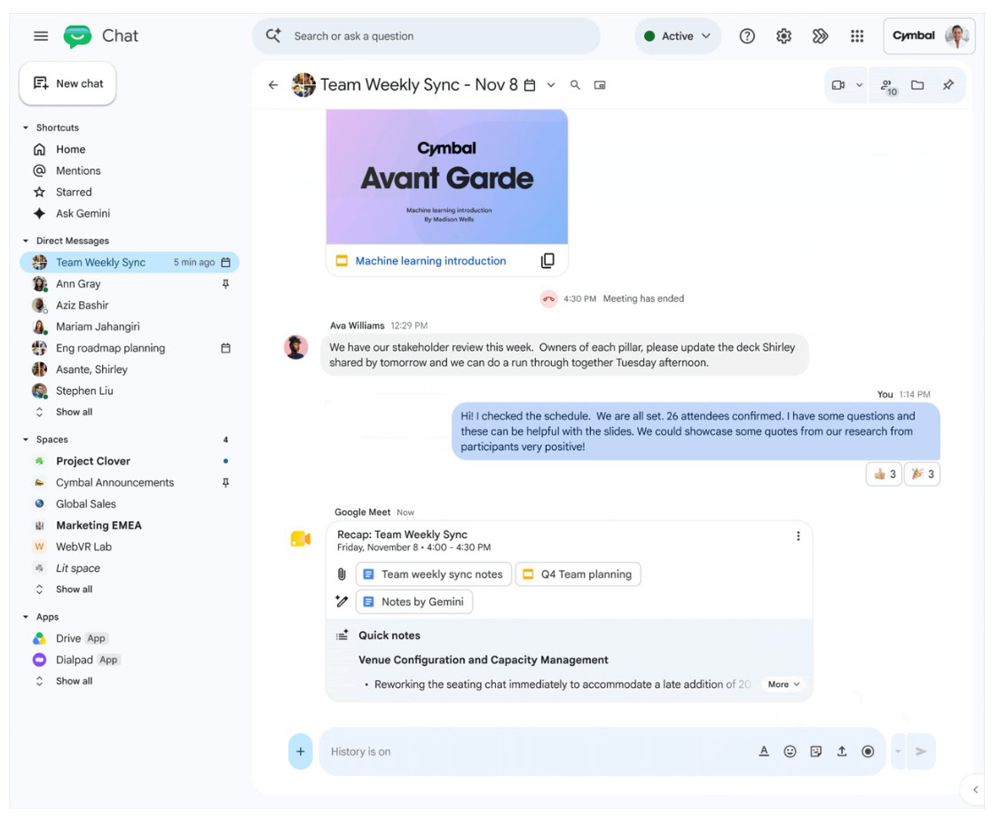 Meeting recaps in Google Chat 1