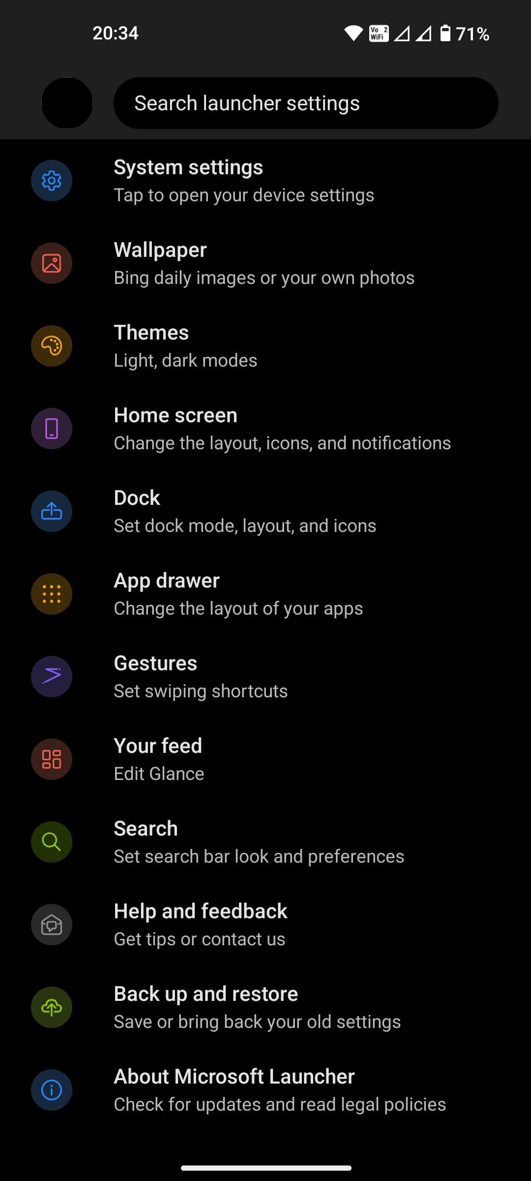 Microsoft Launcher interface on Android phone (3)
