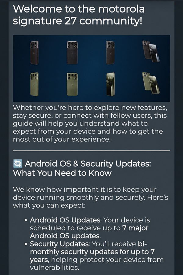 Motorola Signature 27 software support