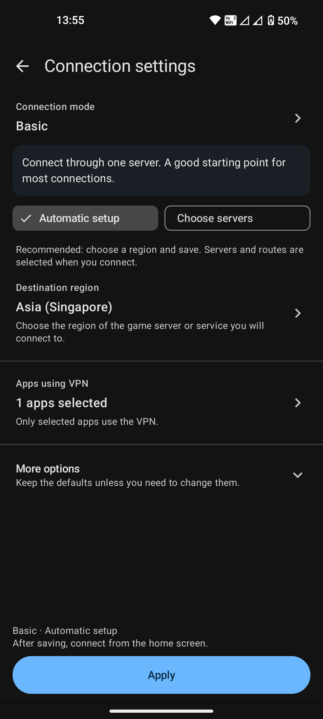 Mudfish VPN Android app interface