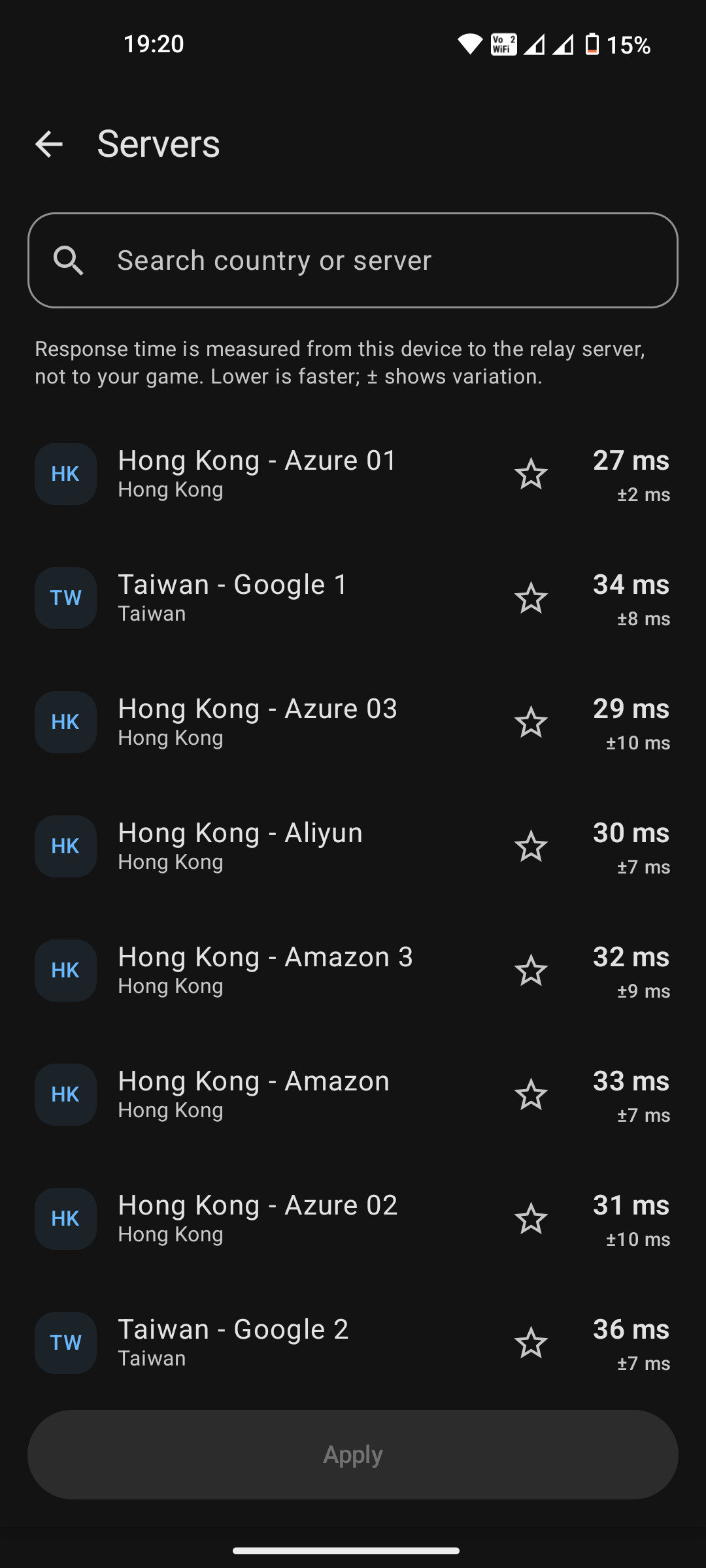 Mudfish VPN Android app interface