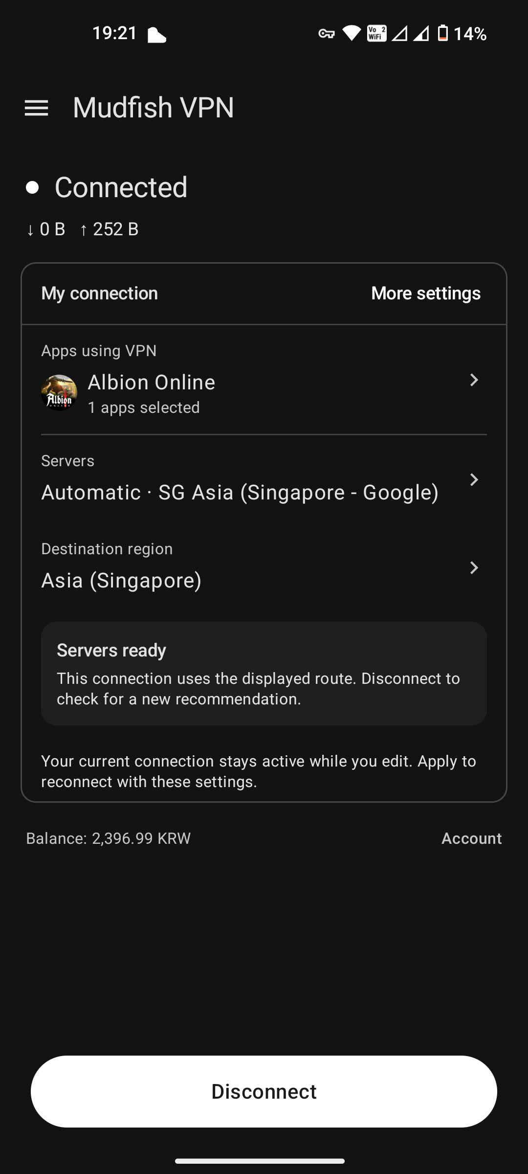 Mudfish VPN Android app interface