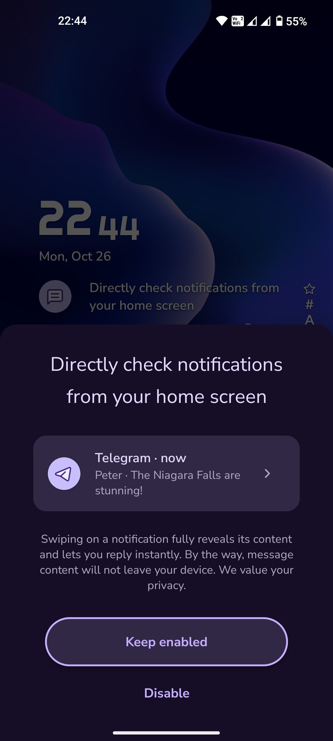Niagara Launcher interface on Android phone (1)