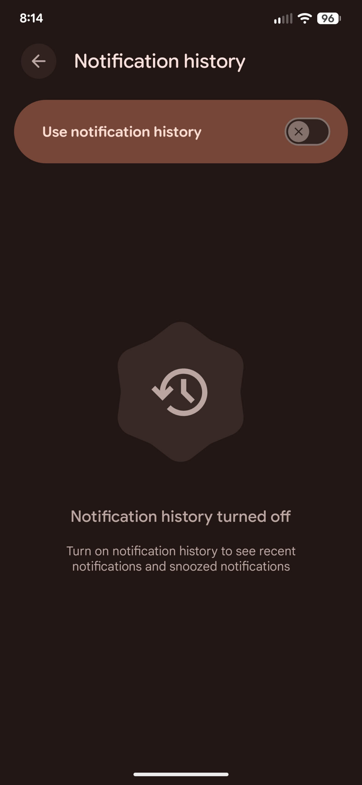 Notification history empty