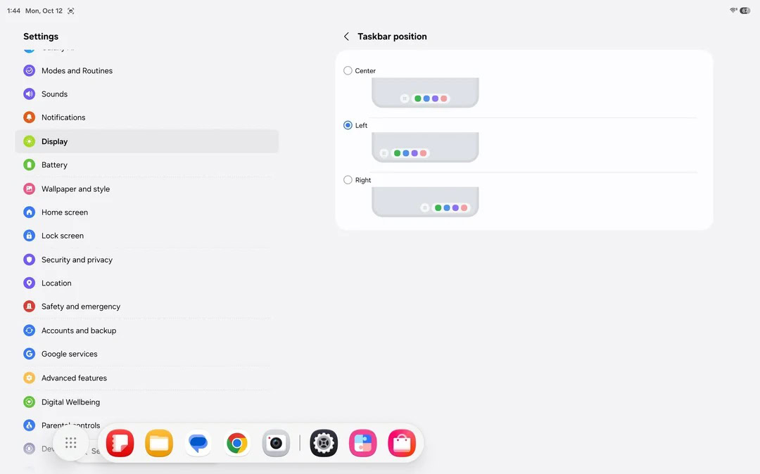 One UI 9 allows you to change the taskbar position on tablets 6