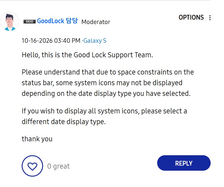 One UI 9 missing icons in status bar One UI 9 missing icons in status bar