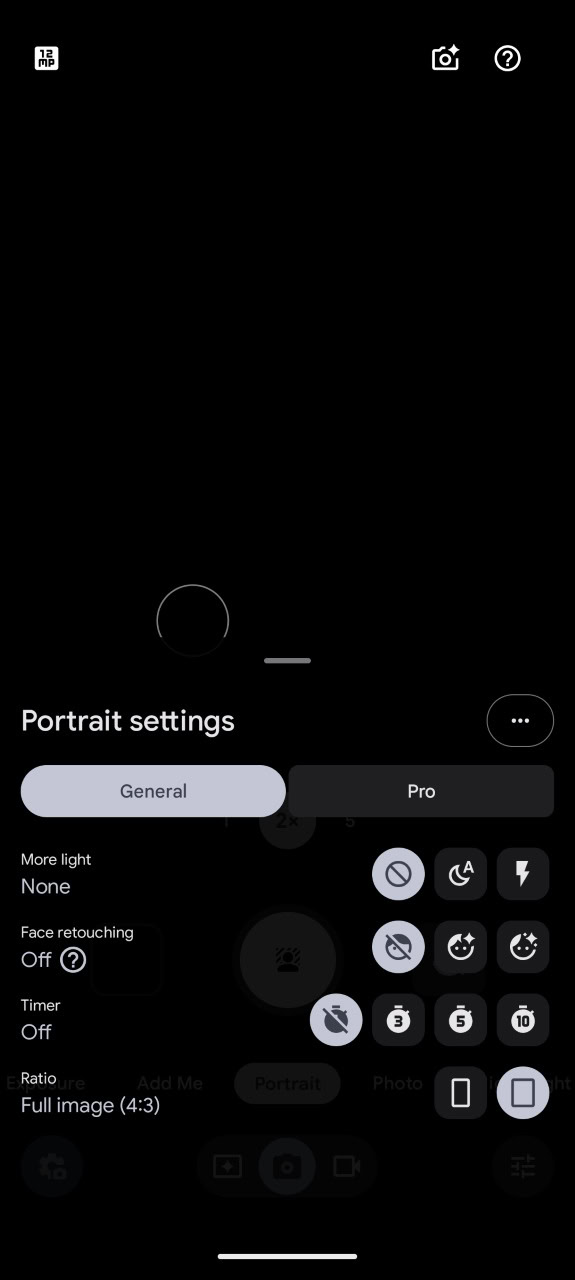 Pixel camera app portrait options 1