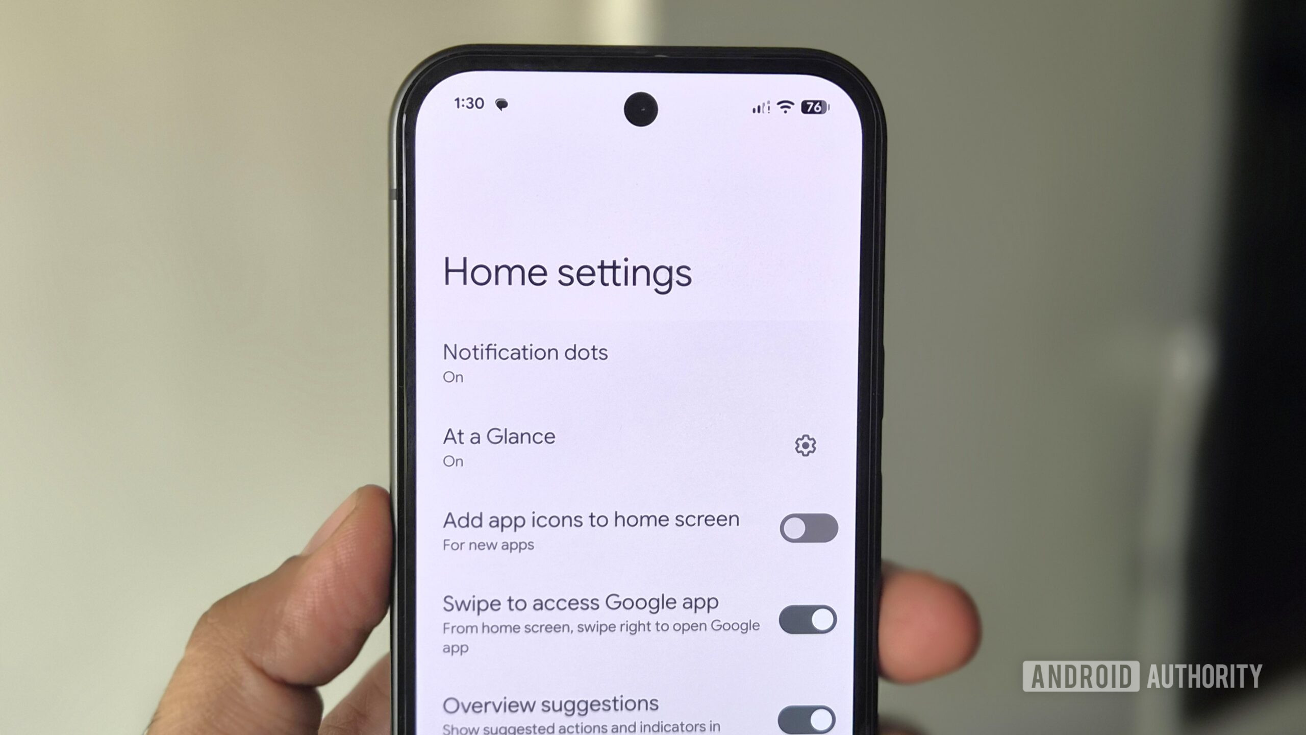 Pixel phone showing home screen settings Pixel phone showing home screen settings
