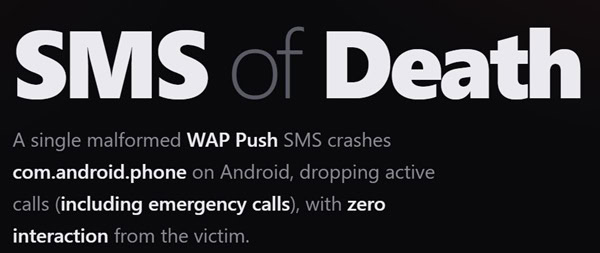 SMS of Death vulnerability on Android