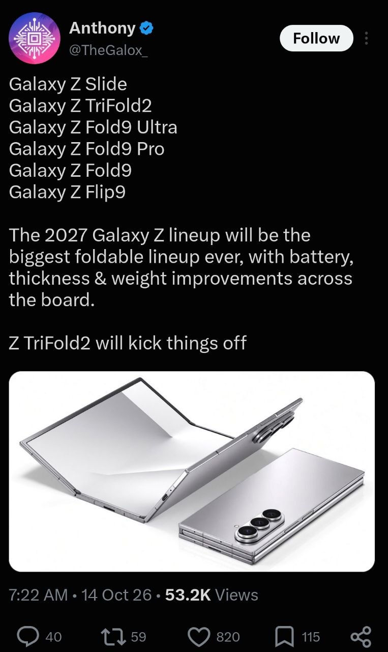Samsung Galaxy foldables 2027 lineup leak Samsung Galaxy foldables 2027 lineup leak