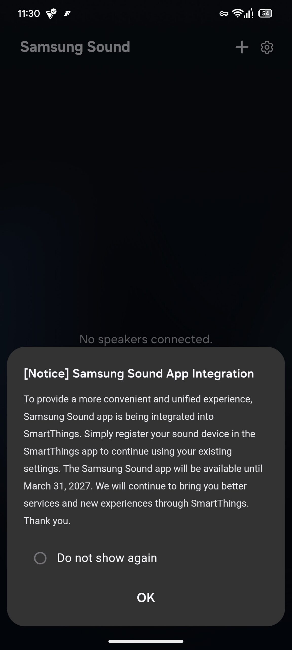 Повідомлення про припинення роботи програми Samsung Sound Повідомлення про припинення роботи програми Samsung Sound