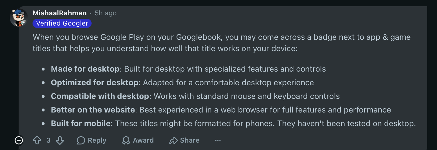 Mishaal Rahman classified apps for Googlebooks on Reddit Mishaal Rahman classified apps for Googlebooks on Reddit