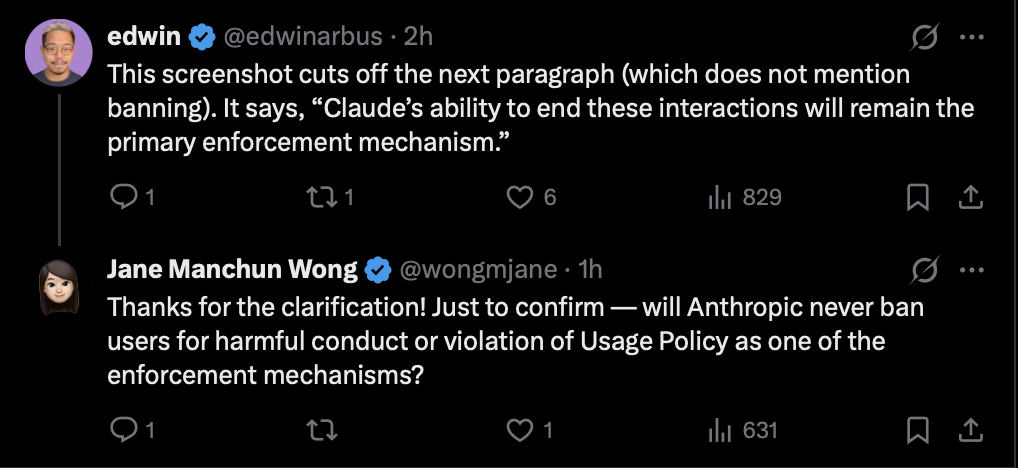 Edwin's reply to Wong on X about Anthropic's new policy