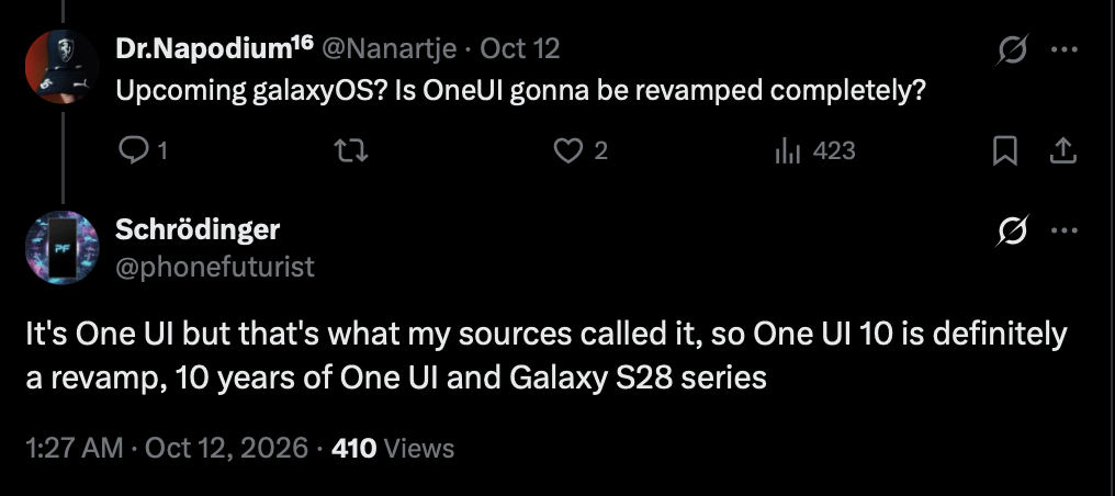 One UI 10 revamp claim by Phonefuturist