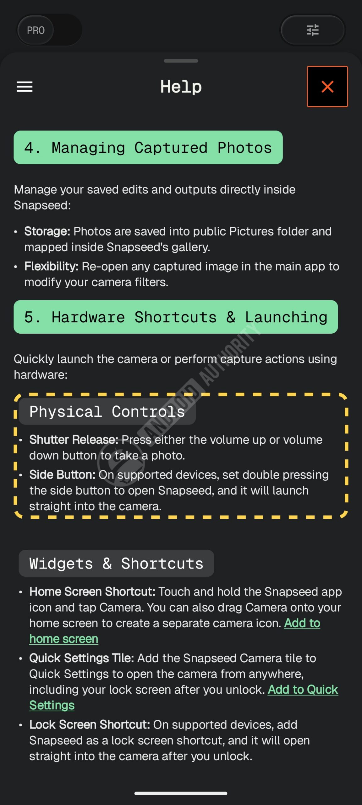 Snapseed launch physical controls watermarked