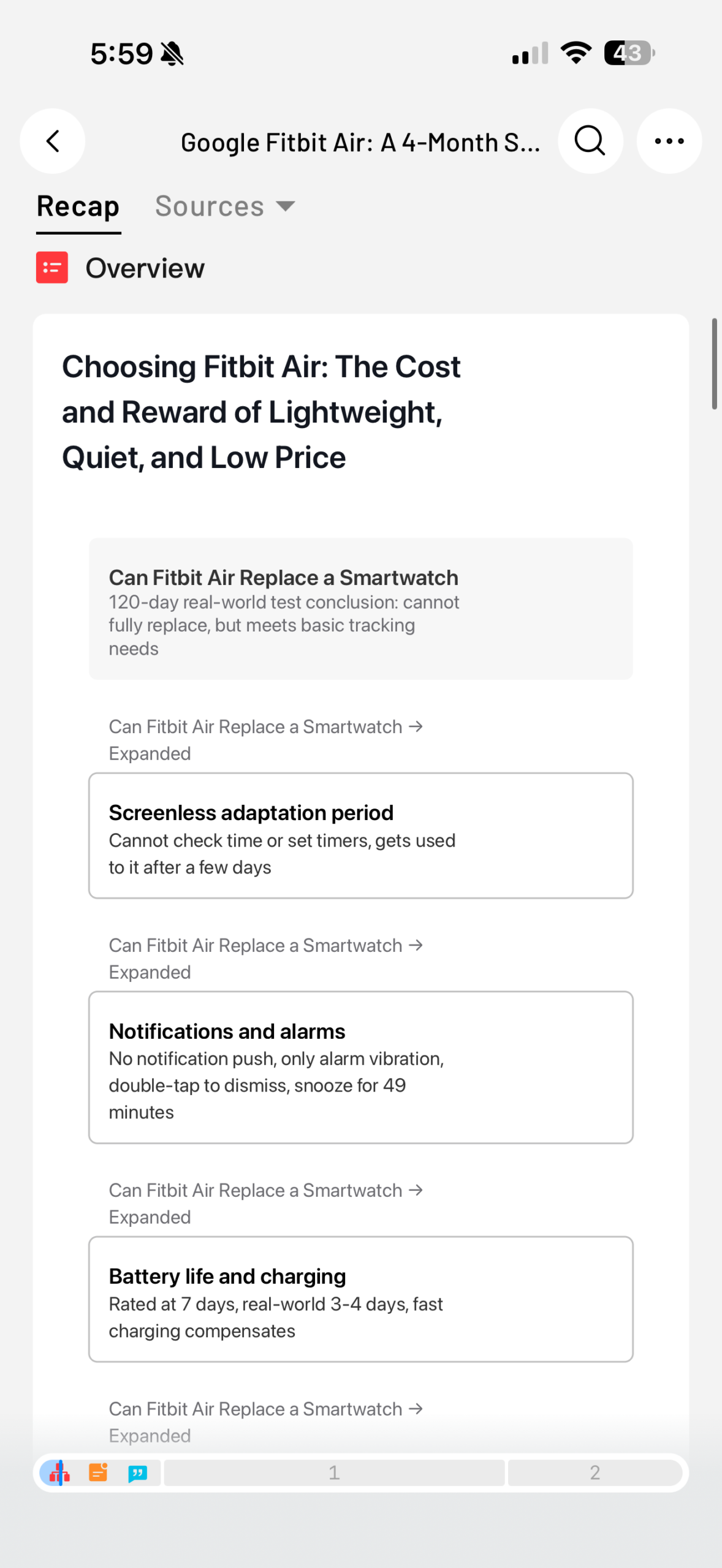 Soulog Sense screenshots for summary Fitbit Air 2