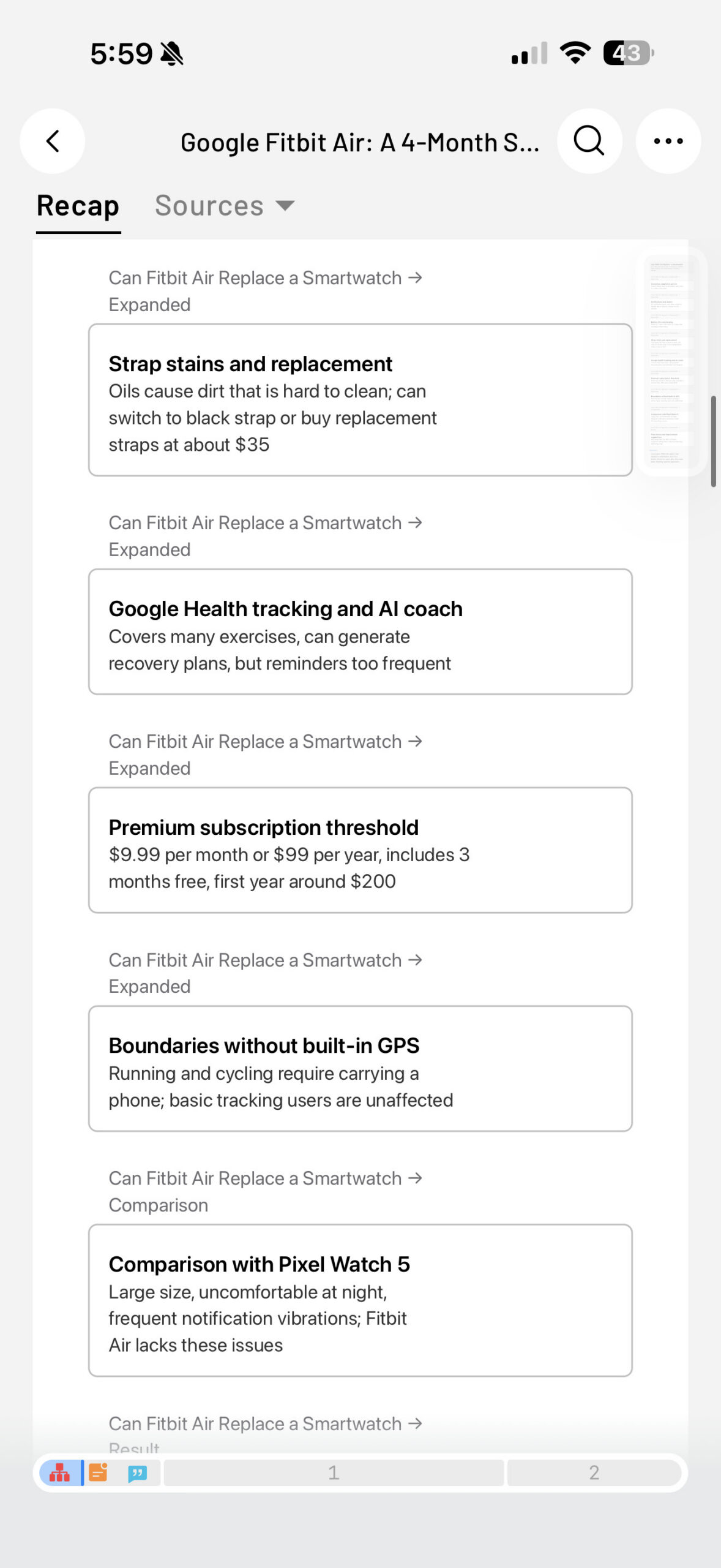 Soulog Sense screenshots for summary Fitbit Air 3