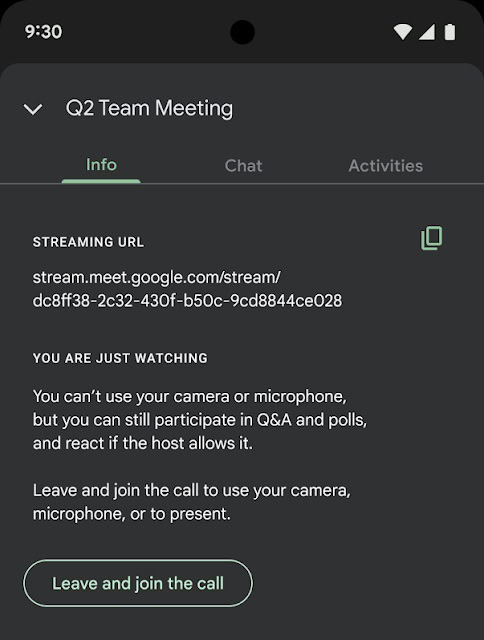 Switch from live stream viewer to contributor in Google Meet on Android 1