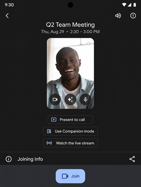 Switch from live stream viewer to contributor in Google Meet on Android 2