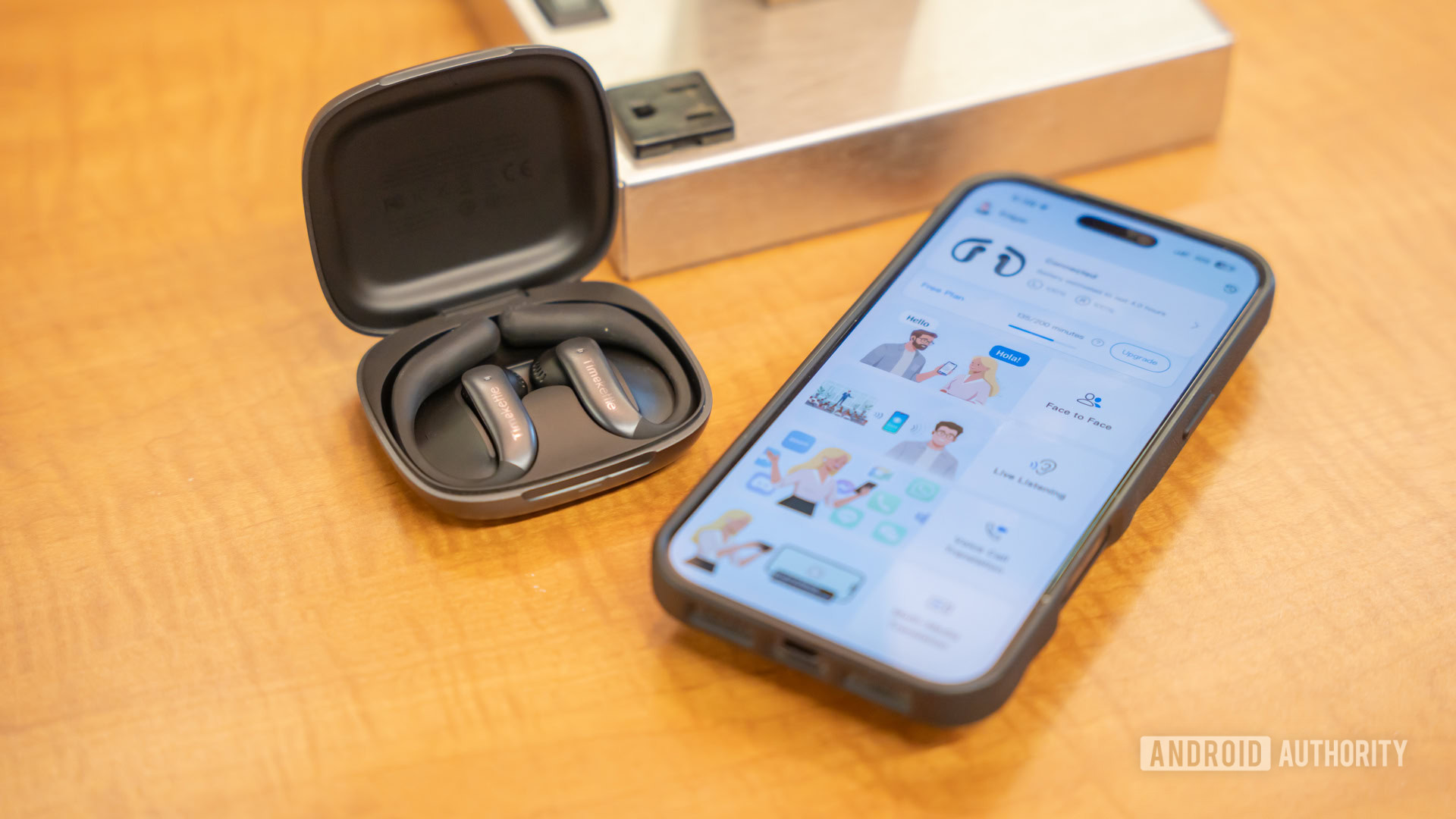 Timekettle LiveTalk AI Translation Earbuds case opened with earbuds inside 5