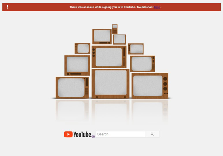YouTube login issue on web browsers