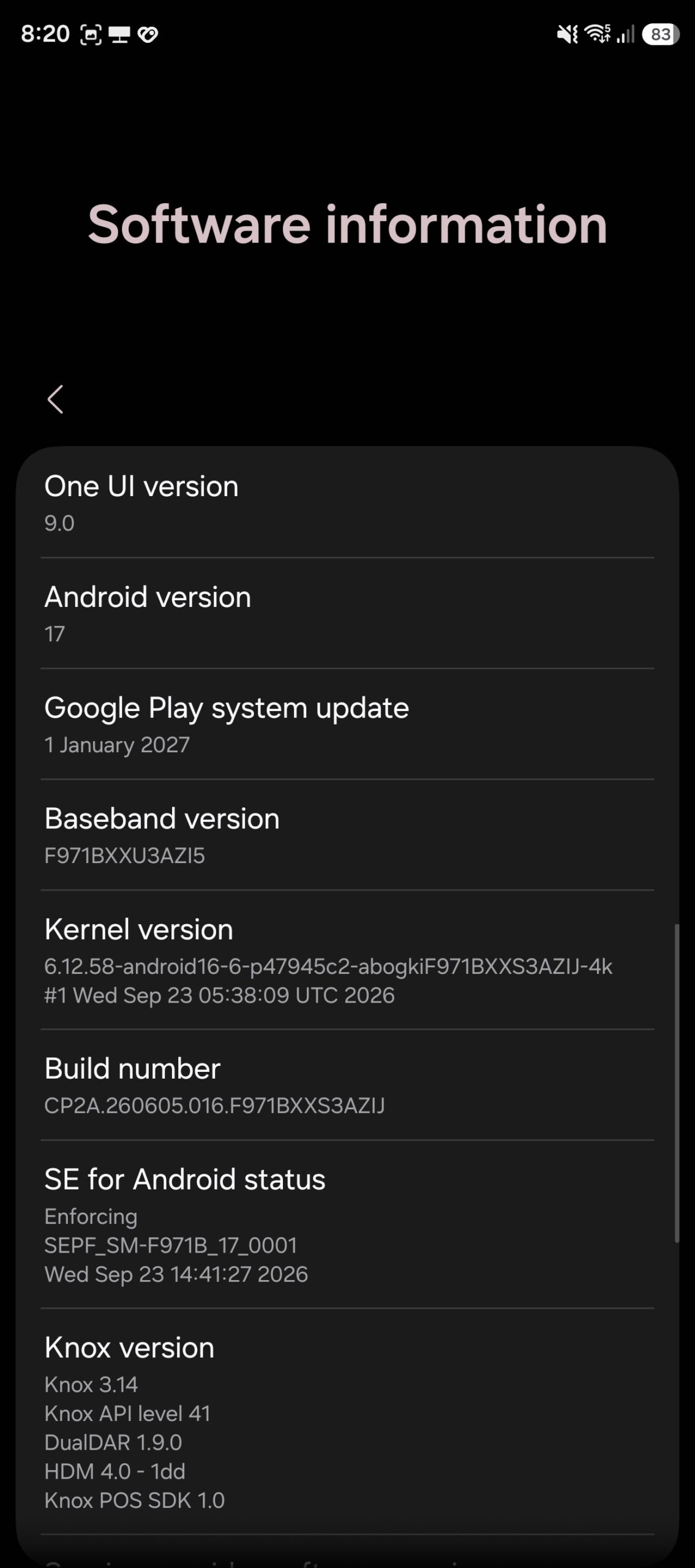 Z Fold 8 System Update Date from the future TM