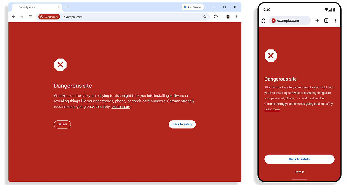 chrome dangerous site warnings